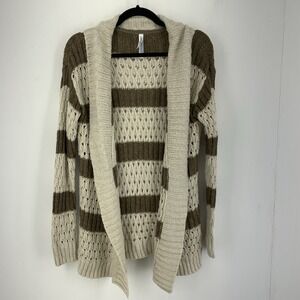 Aeropostale Womens Large Open Knit Sweater Shawl Collar‎ Grunge Boho Chunky